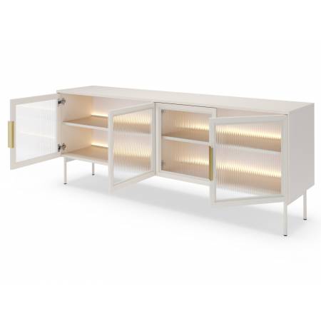 Szafla rtv 180 cm kaszmir komoda po telewizor 4D + LED przeszklona LIMA